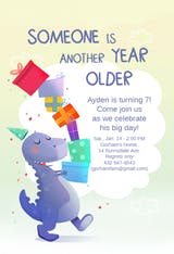 7th Birthday Dinosaur - Invitación de Cumpleaños